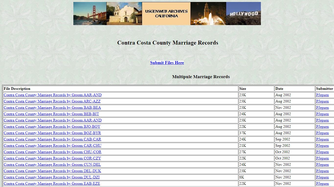 Contra Costa County Marriage Records - usgwarchives.net